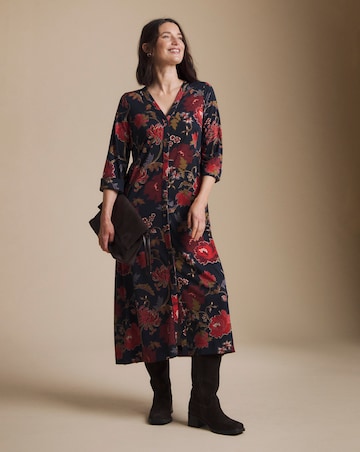 Julipa Printed Button Down Jersey Midi Dress