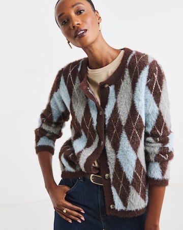 Argyle Crew Neck Cardigan