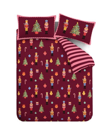 Catherine Lansfield Christmas Nutcracker Stripe Duvet Cover Set