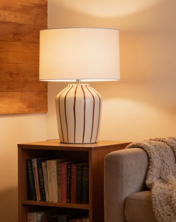 Merrow Burgundy Stripe Ceramic Table Lamp