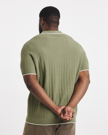 Button Through Texture Knitted Polo