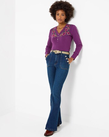 Joe Browns Floral Embroidered Jersey Henley Top