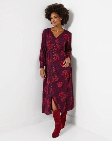 Joe Browns Petite Radiant Roses Button Through Maxi Dress