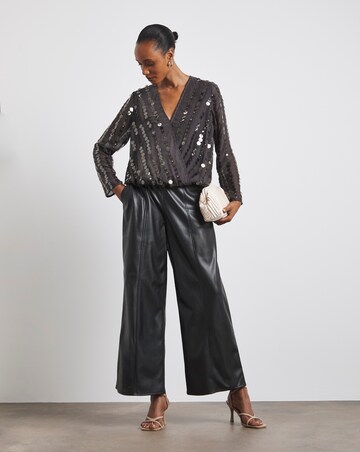 Joanna Hope Sequin Bubble Hem Top