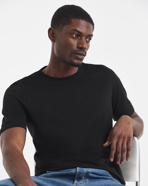 Pure Cotton Crew Neck T-Shirt Extra Long- Black