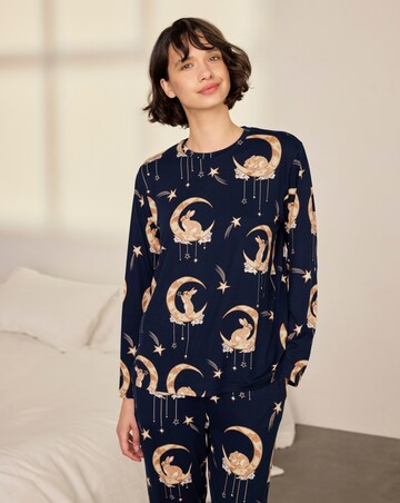 Chelsea Peers Classic Long Sleeve Crew Neck Moon Pyjama Set