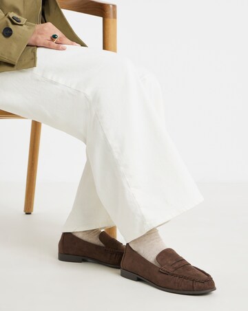 Palmer Puckered Flat Loafer Shoes - Wide Fit (E)