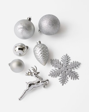 Silver Shatterproof Bauble Bumper Pack - Set of 40