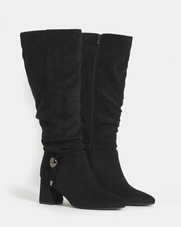 Sabrina Rouched Pointed Knee High Boots - Wide Fit (E) & Curvy Calf