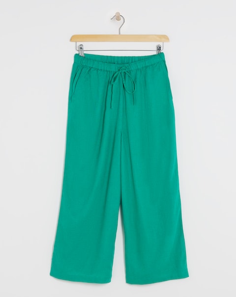 Linen Mix Cropped Wide Leg Culottes