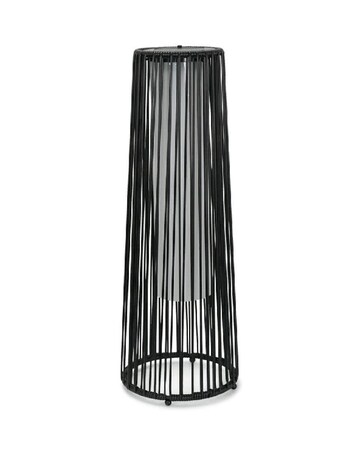 ValueLights Large Black Rattan Solar Powered Outdoor Garden Lantern Floor Lamp