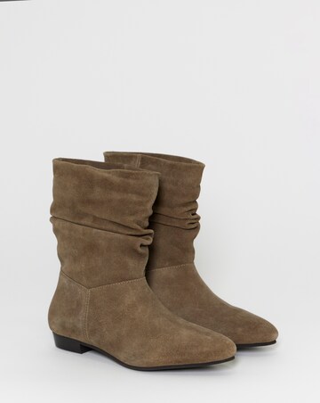 Hetty Ruched Suede Ankle Boots - Extra Wide Fit (EEE)