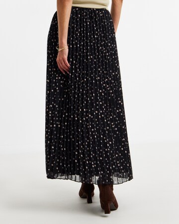 Chiffon Spot Print Pleated Midaxi Skirt