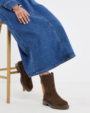 Journey Suede Ankle Boots With Zip Detail - Wide Fit (E)