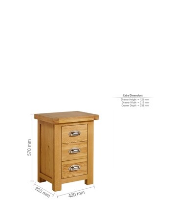 Woburn Small 3 Drawer Bedside Table