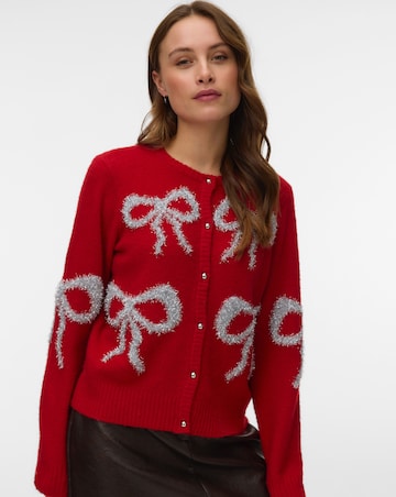 VERO MODA SPARKLE BOW O-NECK CARDIGAN
