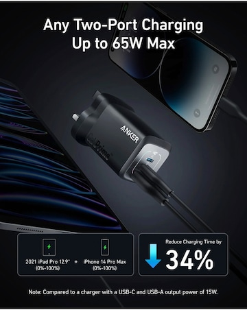 Anker Prime 67W GaN 3-Port Wall Charger - Black