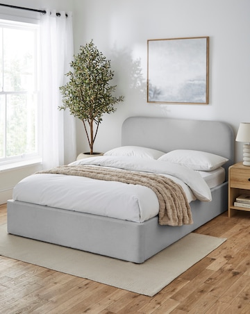 Emery Fabric Ottoman Bedframe with mattress