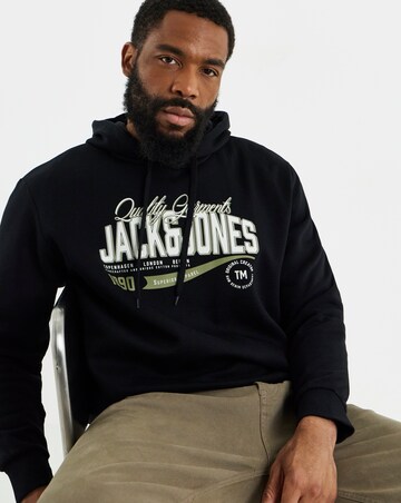 Jack & Jones Graphic Logo Hoodie - Black