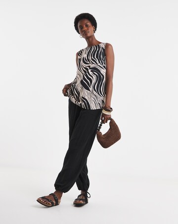 Printed Linen Mix Sleeveless Shell Top
