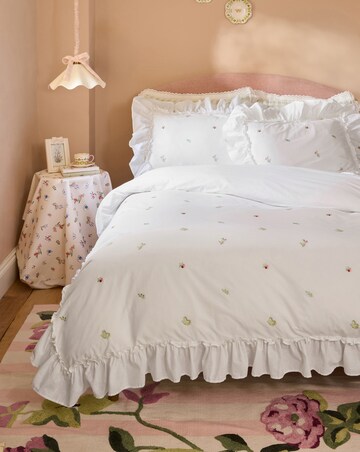 Cath Kidston Tiny Floral Embroidered Frill Duvet Cover Set