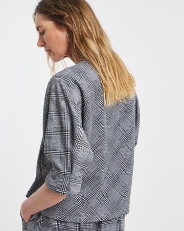 Grey Checked Raglan Sleeve Top