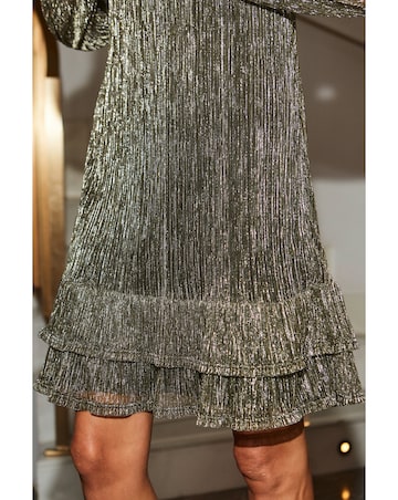 Sosandar Plisse Key Hole Trim Shift Dress