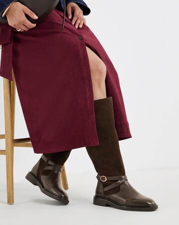 Chyna Leather Suede Mix Knee High Riding Boots - Wide Fit (E) & Curvy Calf