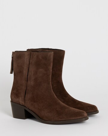Shaundi Leather Block Heel Ankle Boots - Extra Wide Fit (EEE)