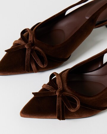 Leila Velvet Bow Slingback Heeled Shoes - Extra Wide Fit (EEE)