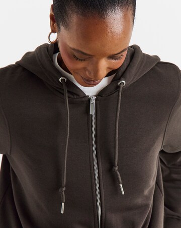 Chocolate Longline Zip Up Hoodie