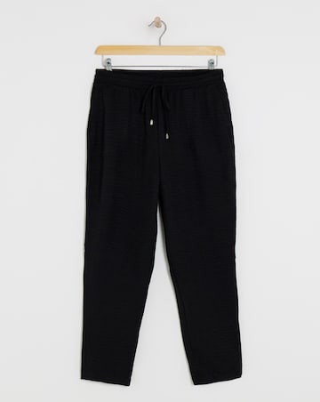Black Textured Tapered Pull On Trouser
