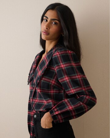 NOBODY'S CHILD EMMIE CORD CHECK BLOUSE