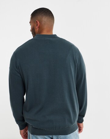 Jack & Jones Polo Neck Knit Jumper - Grey Blue
