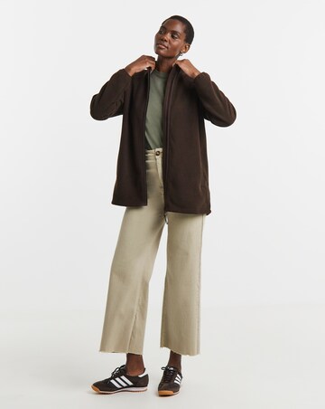 Chocolate Zip Through Longline Fleece