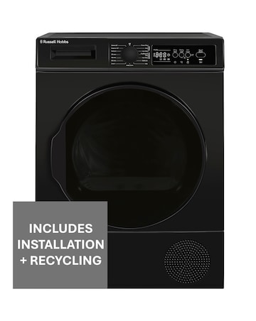 Russell Hobbs 12 Series RH9HPTD1E12B 9kg Heat Pump Tumble Dryer Black + Install