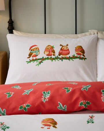 Catherine Lansfield Christmas Robins Duvet Cover Set