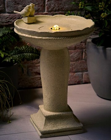 ValueLights Bird Bath Solar Powered Outdoor Water Fountain Feature Garden Light