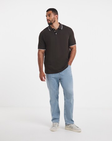 Jack & Jones Premium Ethan Collar Detail Short Sleeve Polo - Chocolate