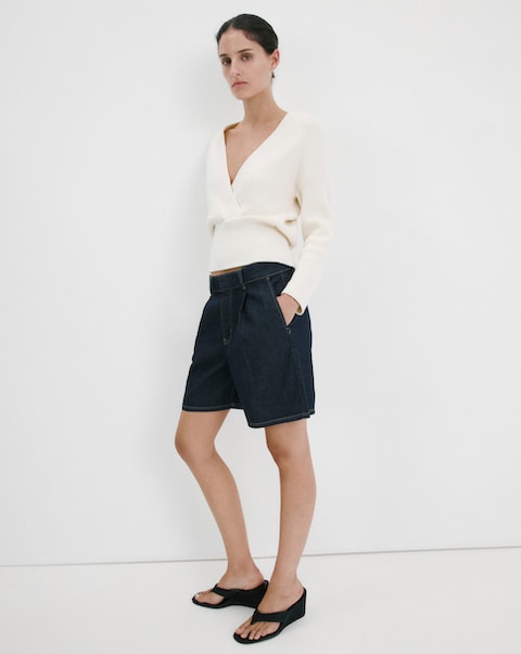 Mango Mid- Rise Denim Bermuda Shorts