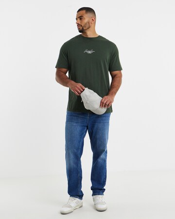 Jack & Jones Cover Script Logo 2-Pack T-Shirts - Green/Navy