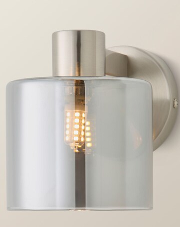 ValueLights Demi Brushed Chrome Smoke Glass Cup Wall Light