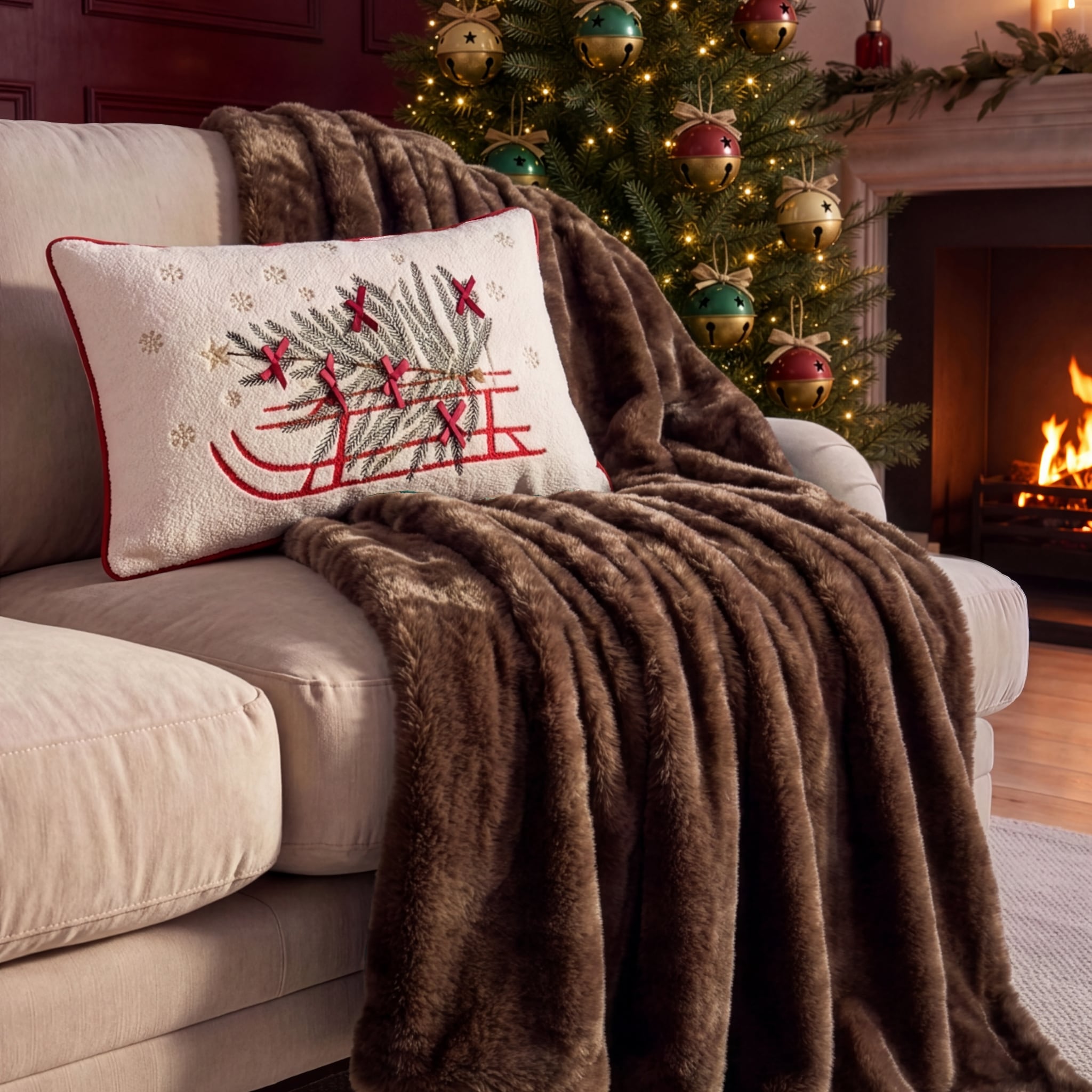 Living room decorated in Christmas decorations