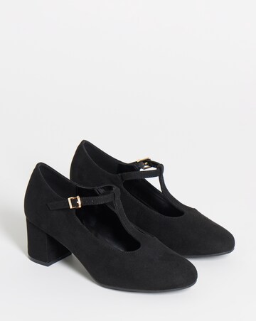 Cherry T Bar Block Heel Shoes - Extra Wide Fit (EEE)