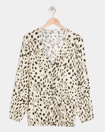 Leopard Wrap Long Sleeve Bubble Hem Top