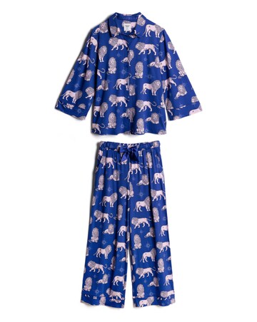 Chelsea Peers Long Wide Sleeve Button Up Lion Pyjama Set
