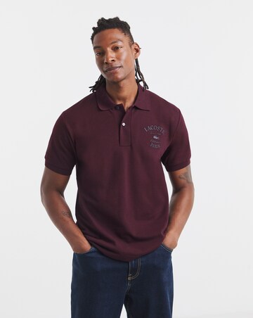 Lacoste Short Sleeve Embroidered Pique Polo - Burgundy