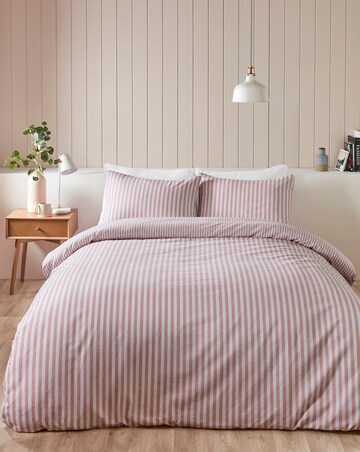 Catherine Lansfield Brushed Stripe Duvet Cover Set