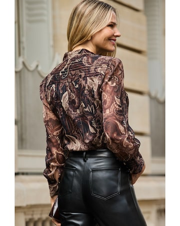 Sosandar Petite Paisley Printed Tie Neck Blouse