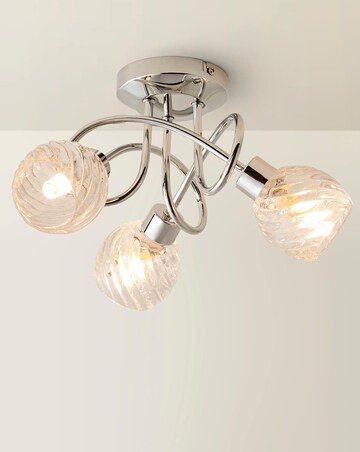 ValueLights Reyka 3 Way Cross Over Chrome Ceiling Light Swirl Glass